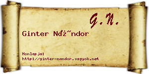 Ginter Nándor névjegykártya